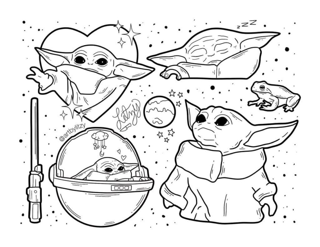 Baby Yoda 20 Coloring Pages   Coloring Cool