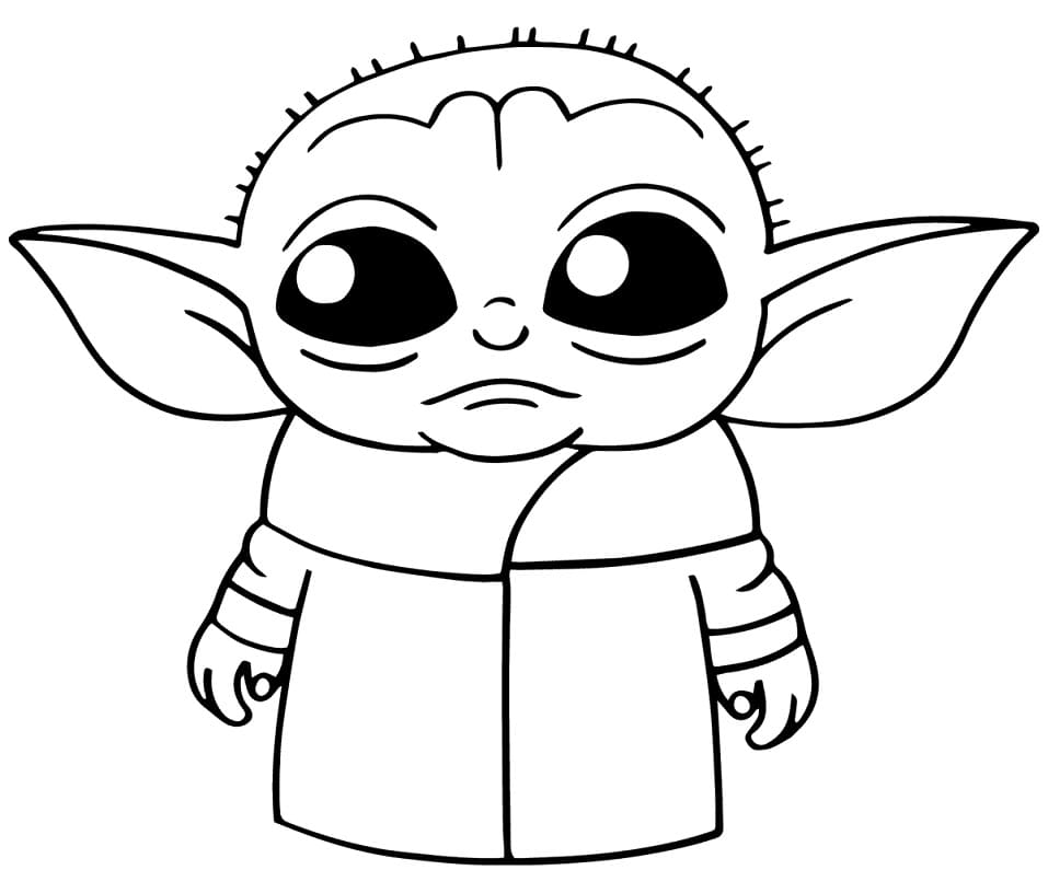 Baby Yoda is Sad Coloring Page