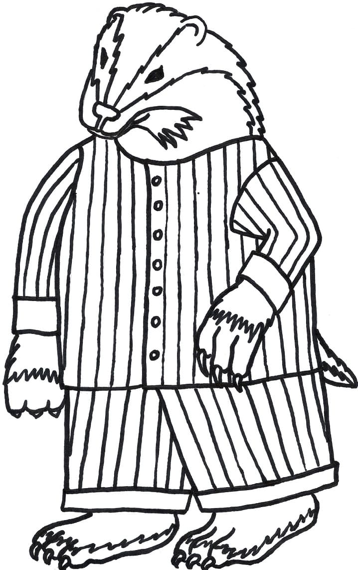Badger with Pyjama Coloring Page