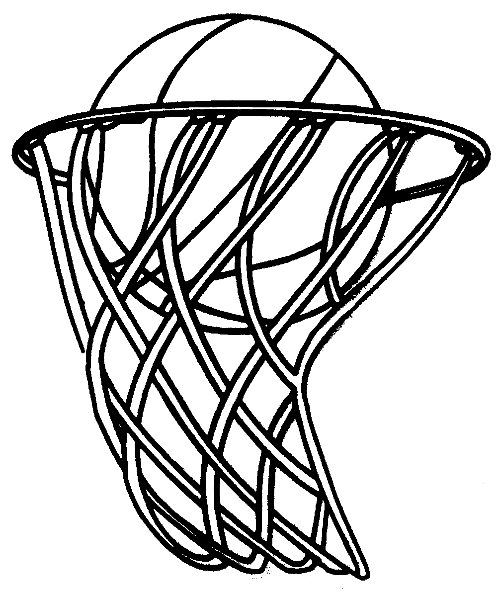 Ball And Basketball Hoop Coloring Page