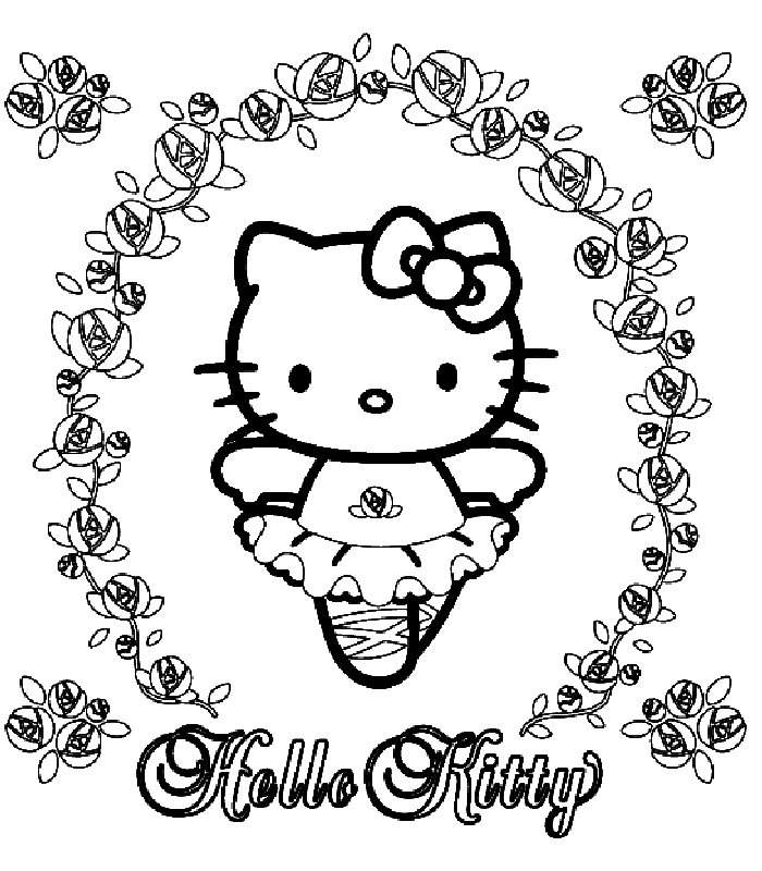 Ballerina Hello Kitty Coloring Page