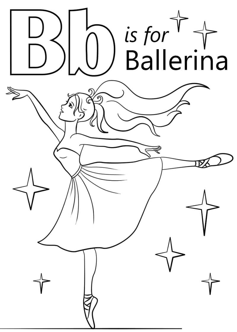Ballerina Letter B Coloring Page