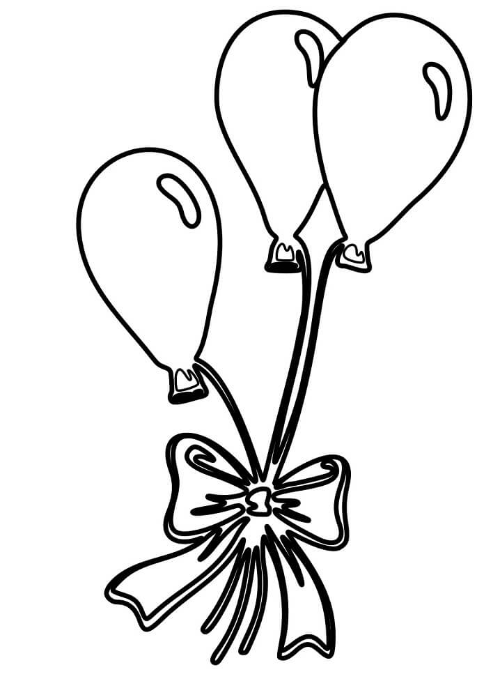 Balloons with Bow Coloring Page