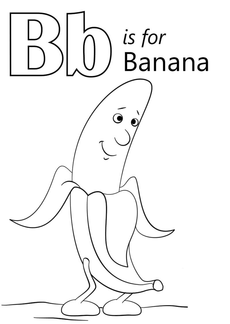 Banana Letter B Coloring Page