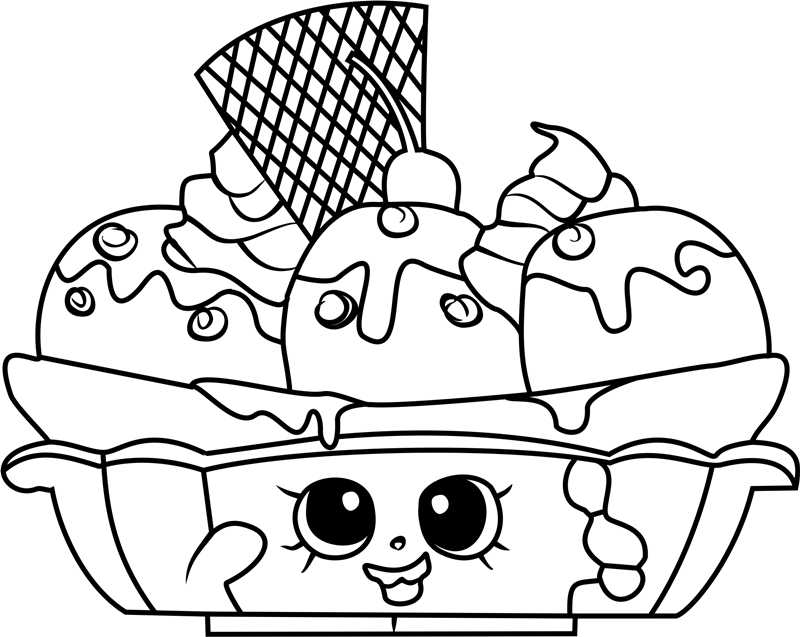 Banana Spilitty In Shopkins Coloring Page