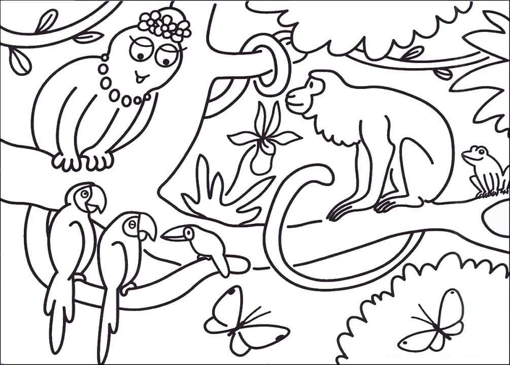 Barbabelle with Animals Coloring Page
