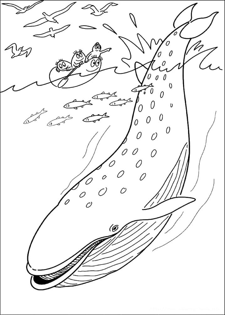 Barbapapa and Whale Coloring Page