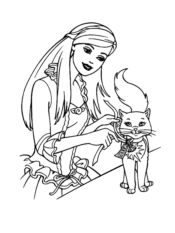 Barbie And Her Little Cat Animal S1cd8 Coloring Page