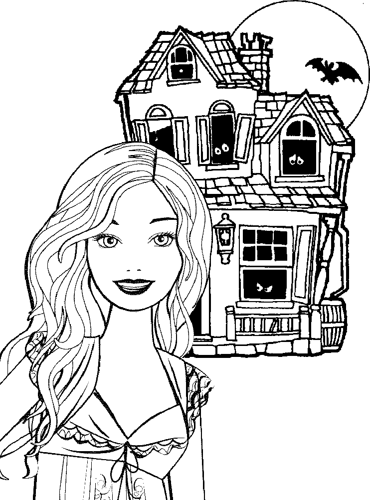 Barbie Halloween For Kids Coloring Page