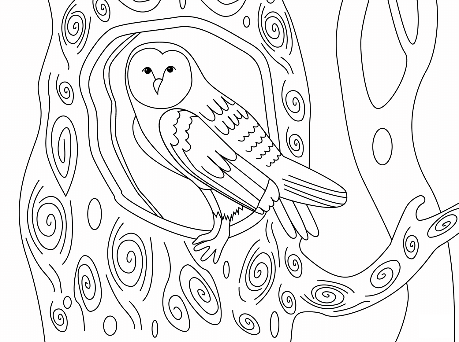Barn Owl Animal Simple Coloring Page