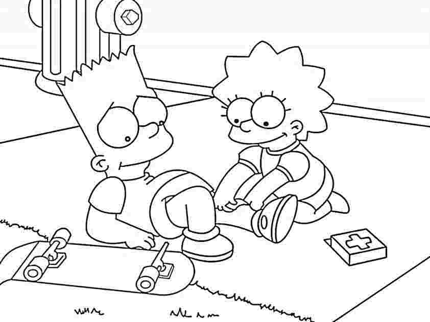 Bart and Lisa Simpson Coloring Page