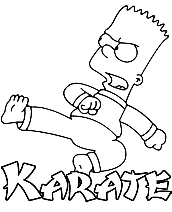 Bart Simpson Karate Coloring Page