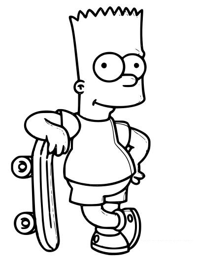Bart Simpson With Skate Board Coloring Page