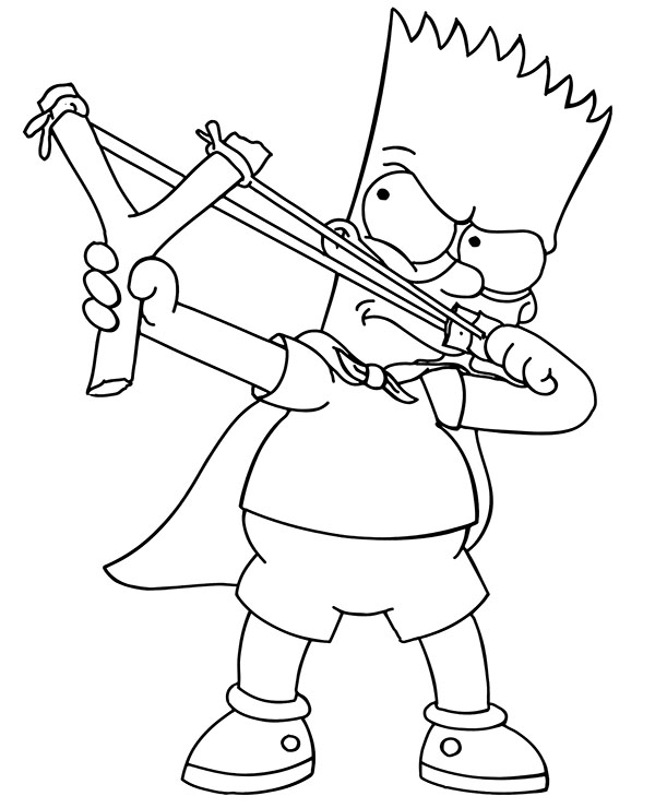 Bart Simpson with slingshot Coloring Page