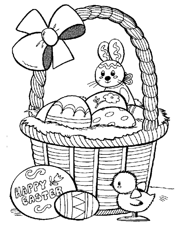 Basket Easter S Eggs With Bunny And Little Chick44ce