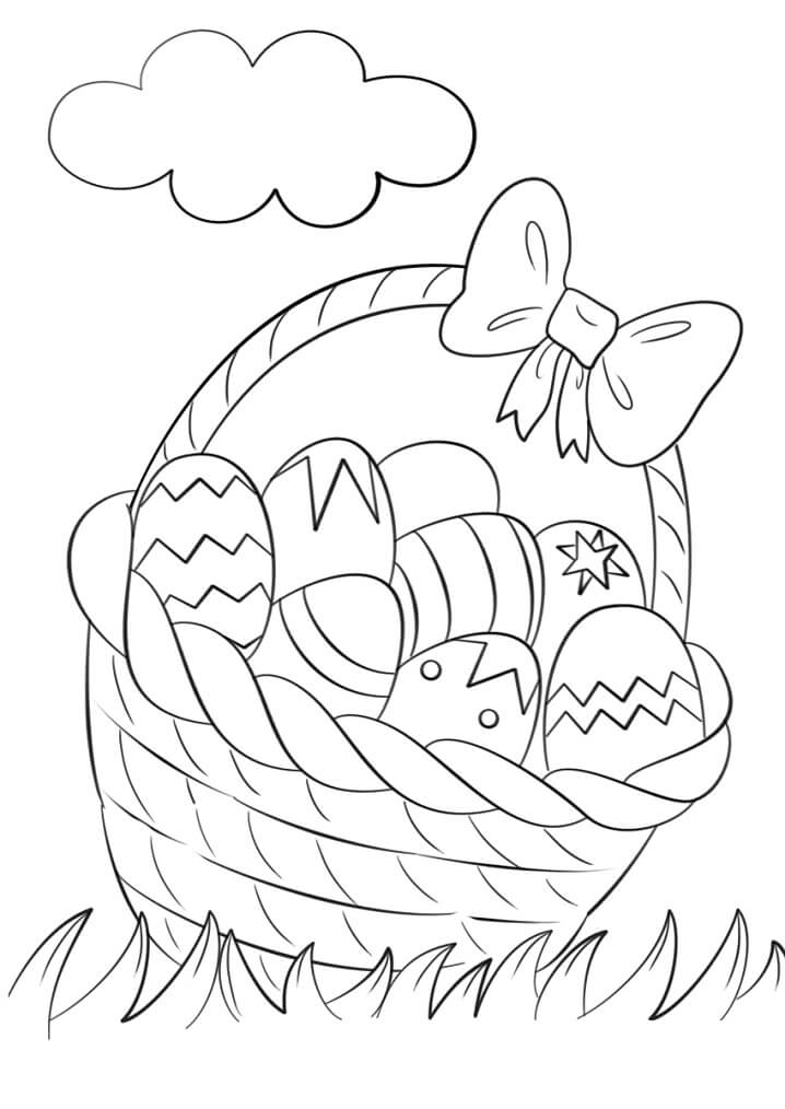 Basket of Easter Eggs Coloring Page