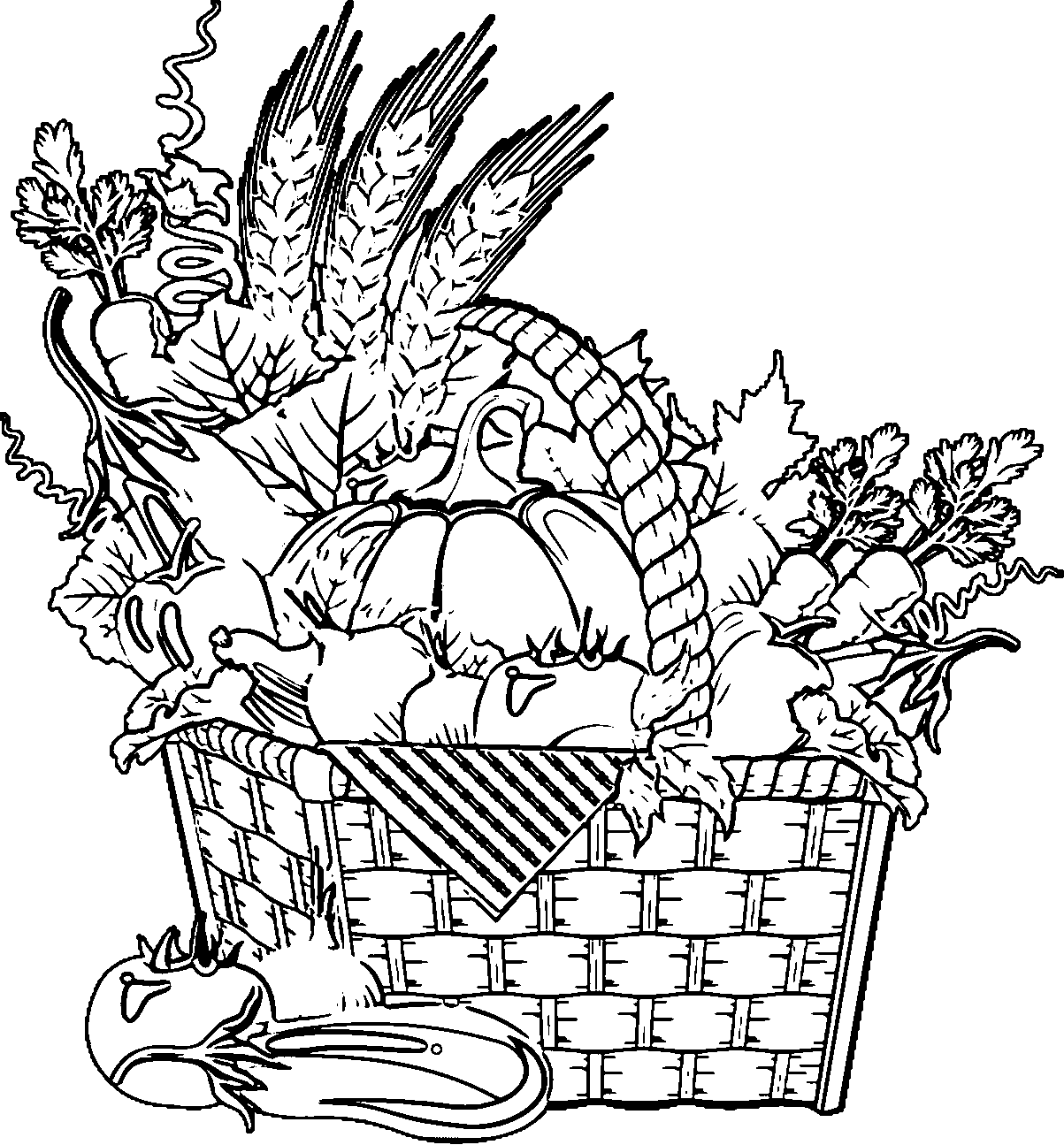 Basket of Vegetables Coloring Page