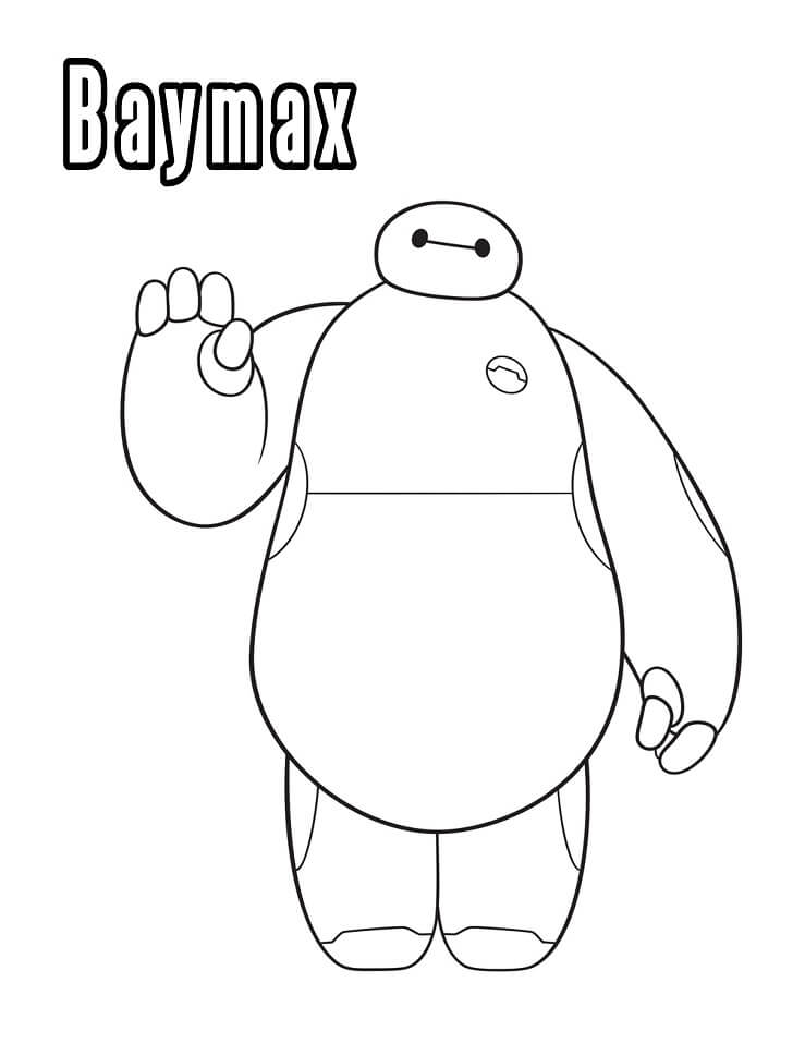 Baymax is Waving Hand Coloring Page