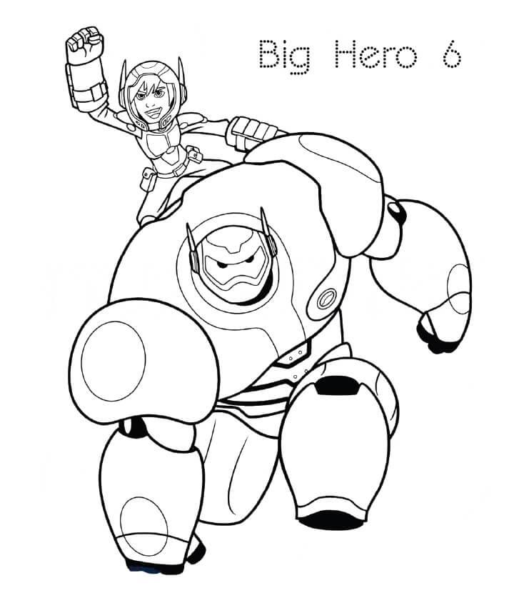Baymax with Hiro Coloring Page