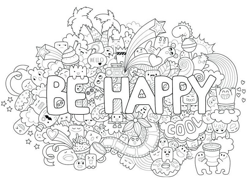 Be Happy Coloring Page