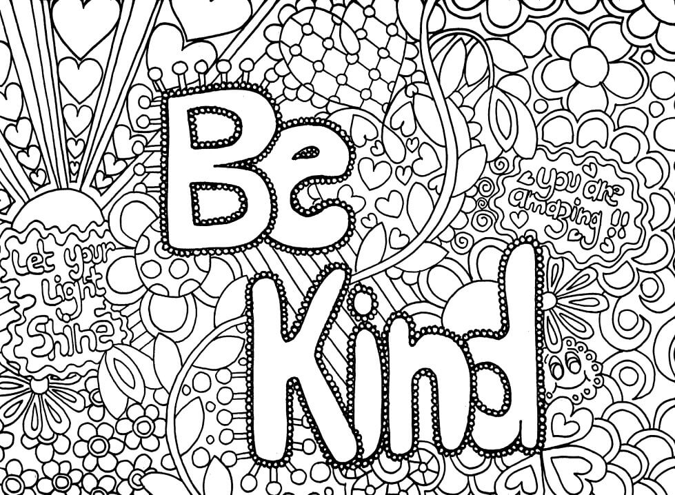 Be Kind Hard Cool Coloring Page