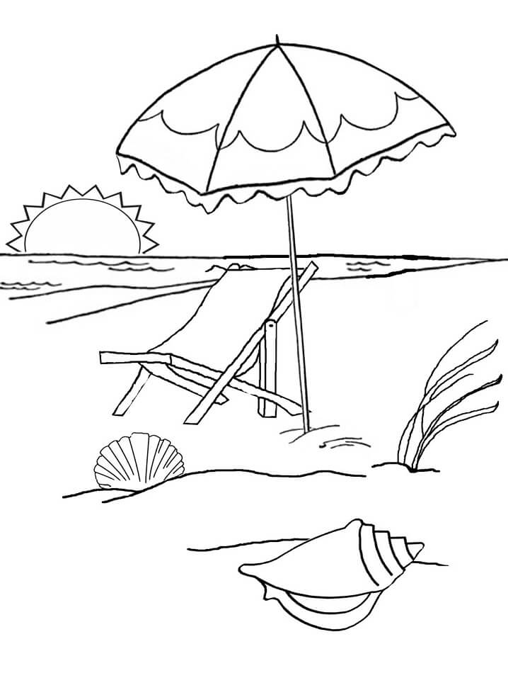 Beach Sunset Coloring Page