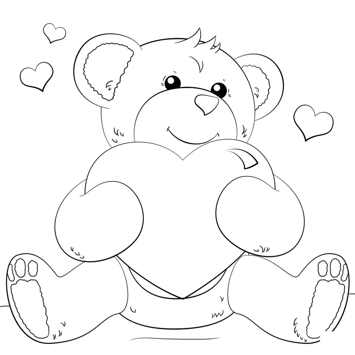 Bear And Heart Coloring Page