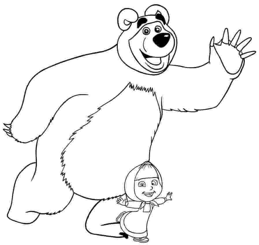 Bear and Masha dance Coloring Page
