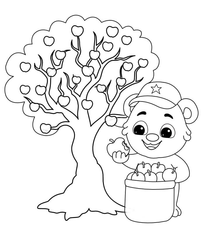 Bear and Tree Coloring Page