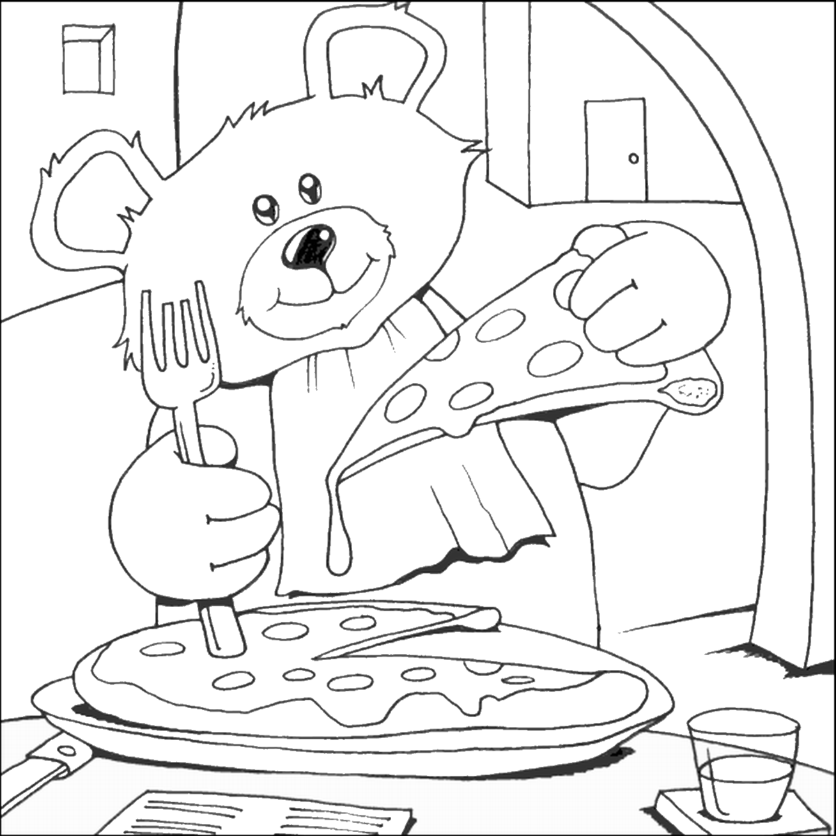 Bear Eating Pizza