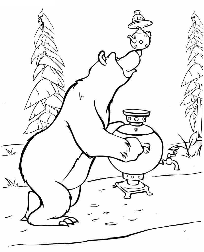 Bear in Masha Coloring Page