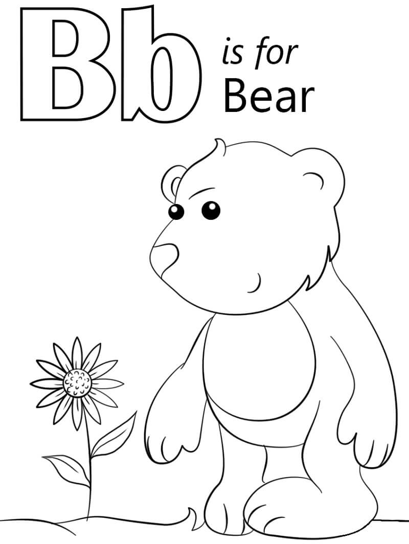 Bear Letter B Coloring Page