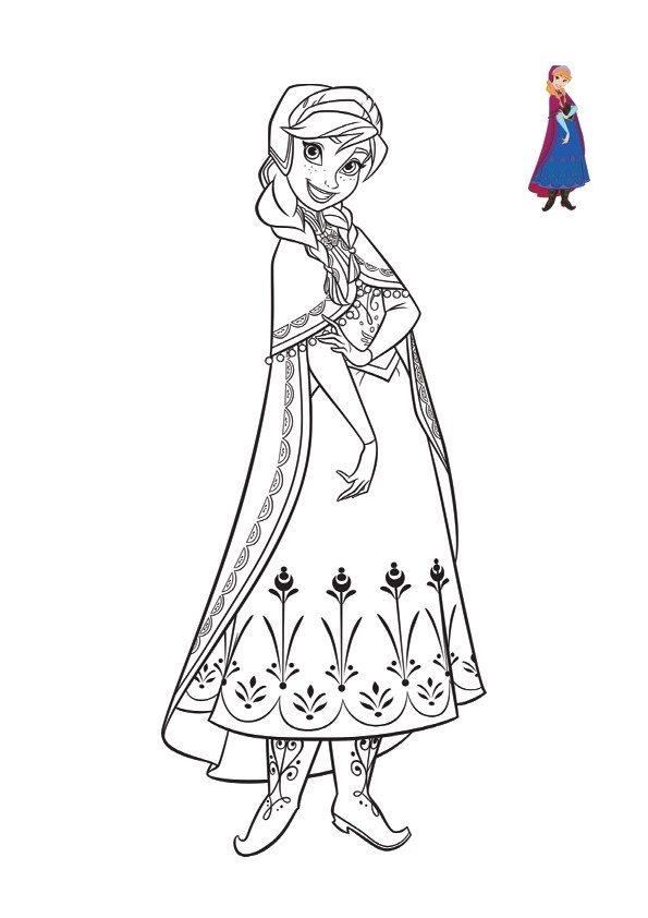 Beautiful Anna Cute Smile Frozen 2 Coloring Page