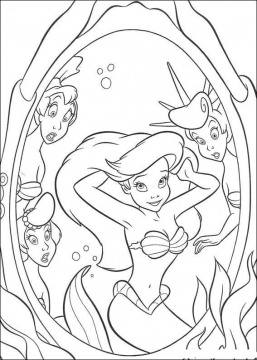 Beautiful Ariel In The Mirror Disney Princess S253e Coloring Page