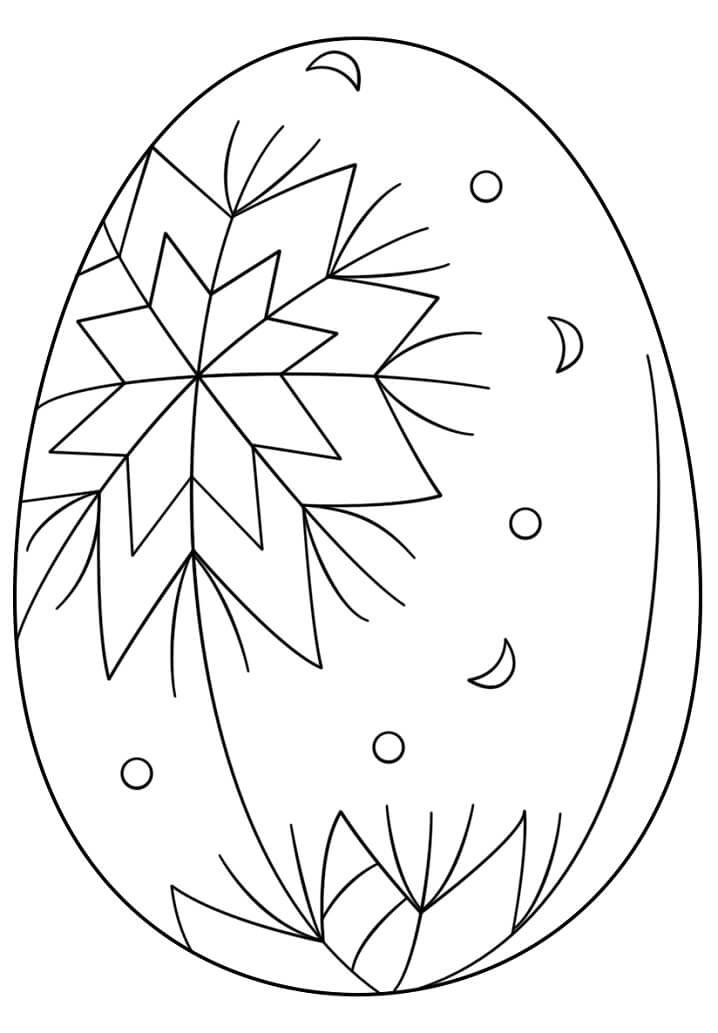 Beautiful Easter Egg And Some Moons With Stars Coloring Page