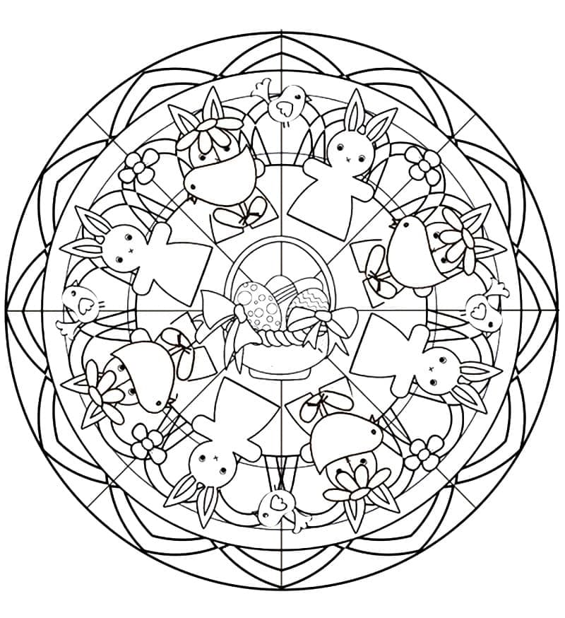 Beautiful Easter Mandala Coloring Page