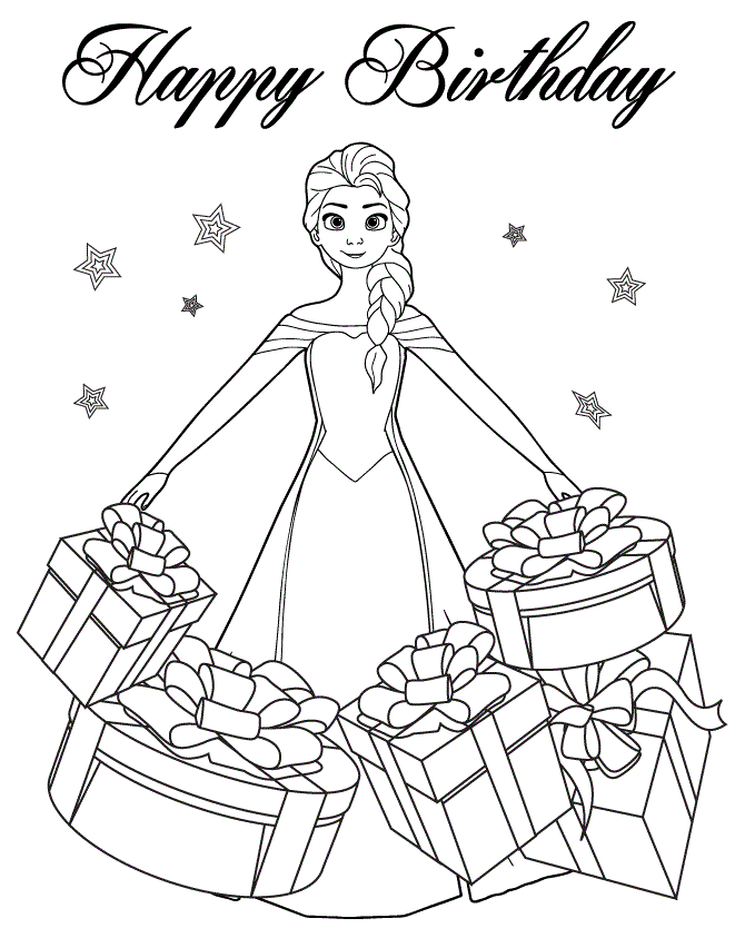 Beautiful Elsa Gifts Colouring Page Coloring Page