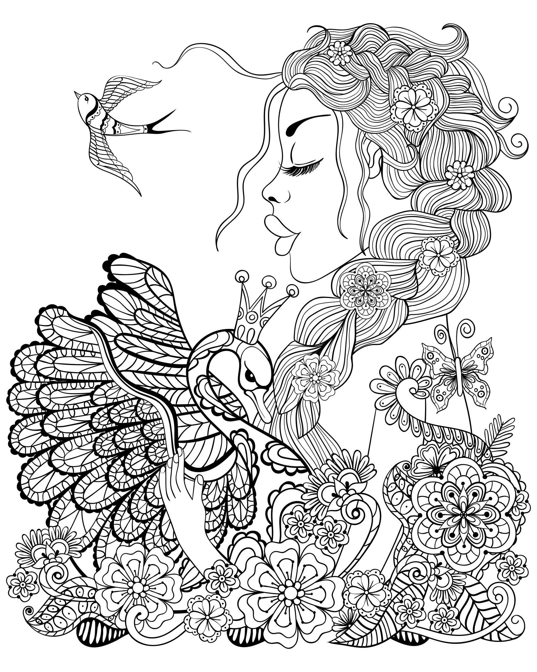 Beautiful Fairy Woman Coloring for Adults