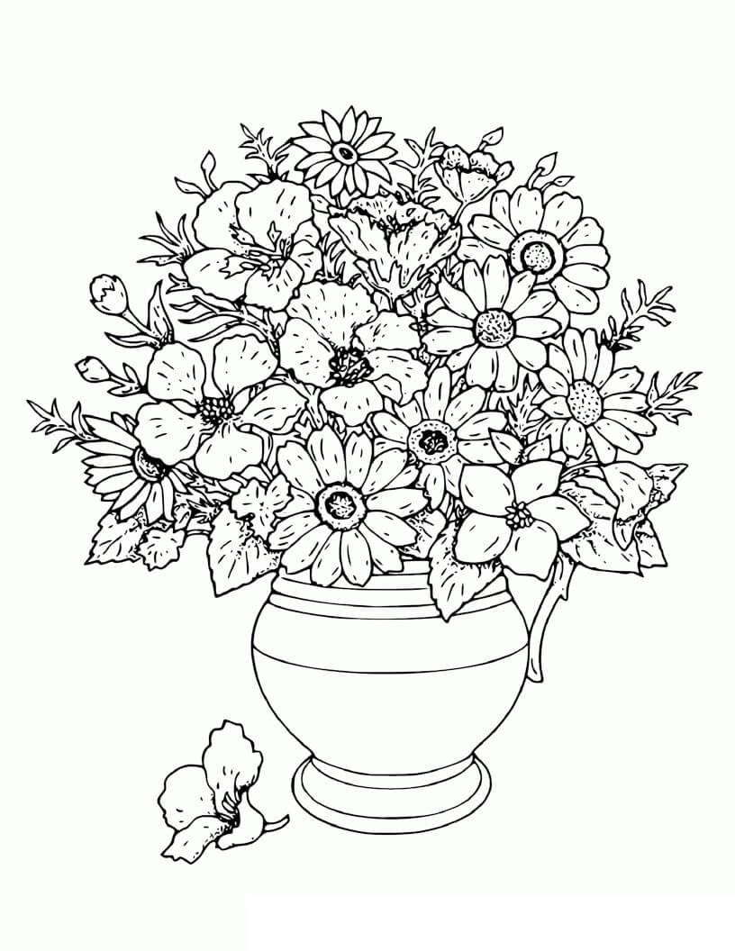 Beautiful Flower Vase Coloring Page