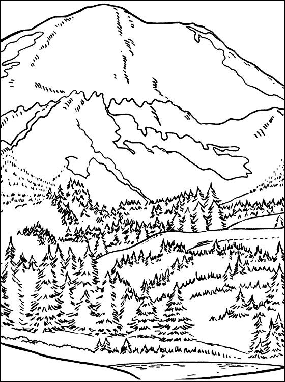 Beautiful Mountain Coloring Page