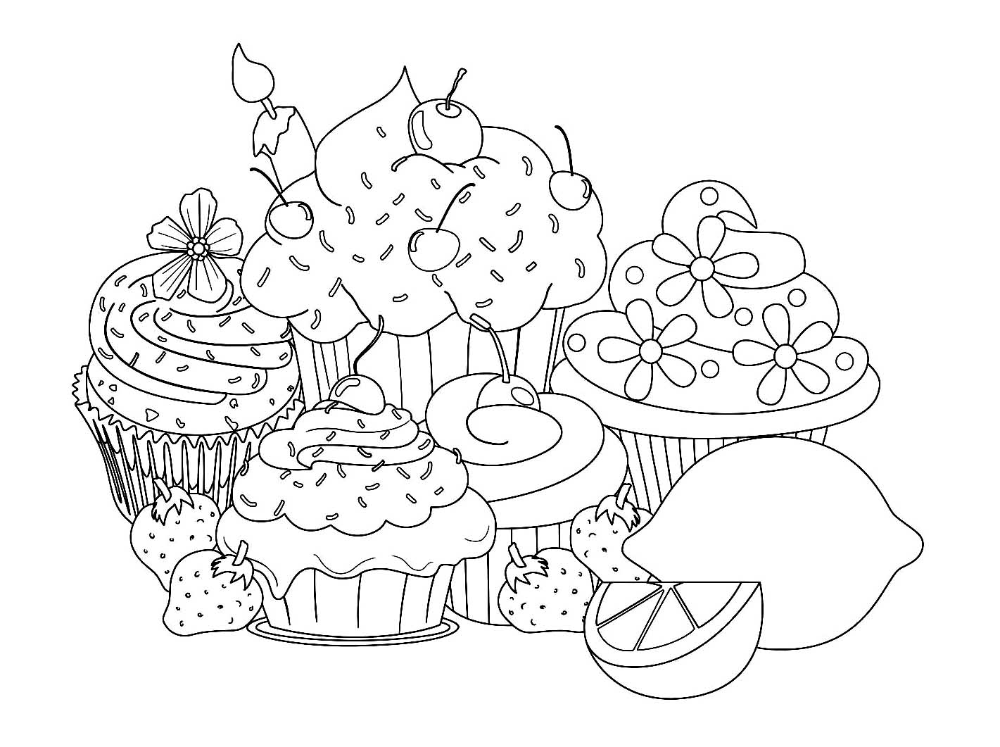 Beautiful Sweet Cupcakes Coloring Pages   Coloring Cool