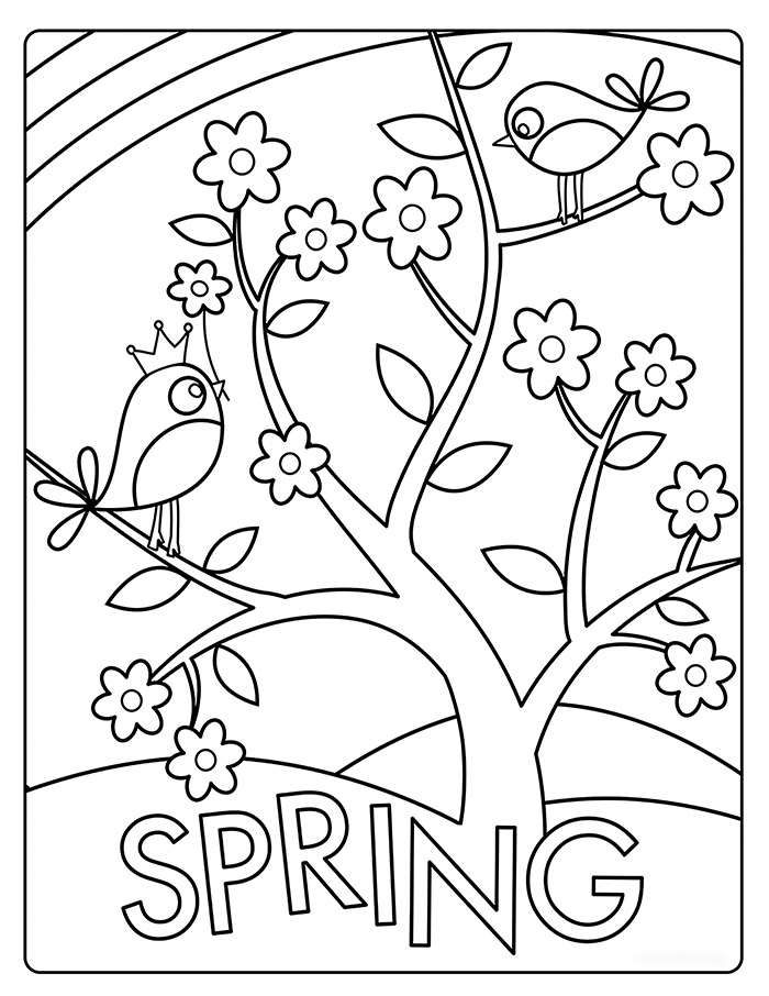 Beautiful Tree in Spring Coloring Page