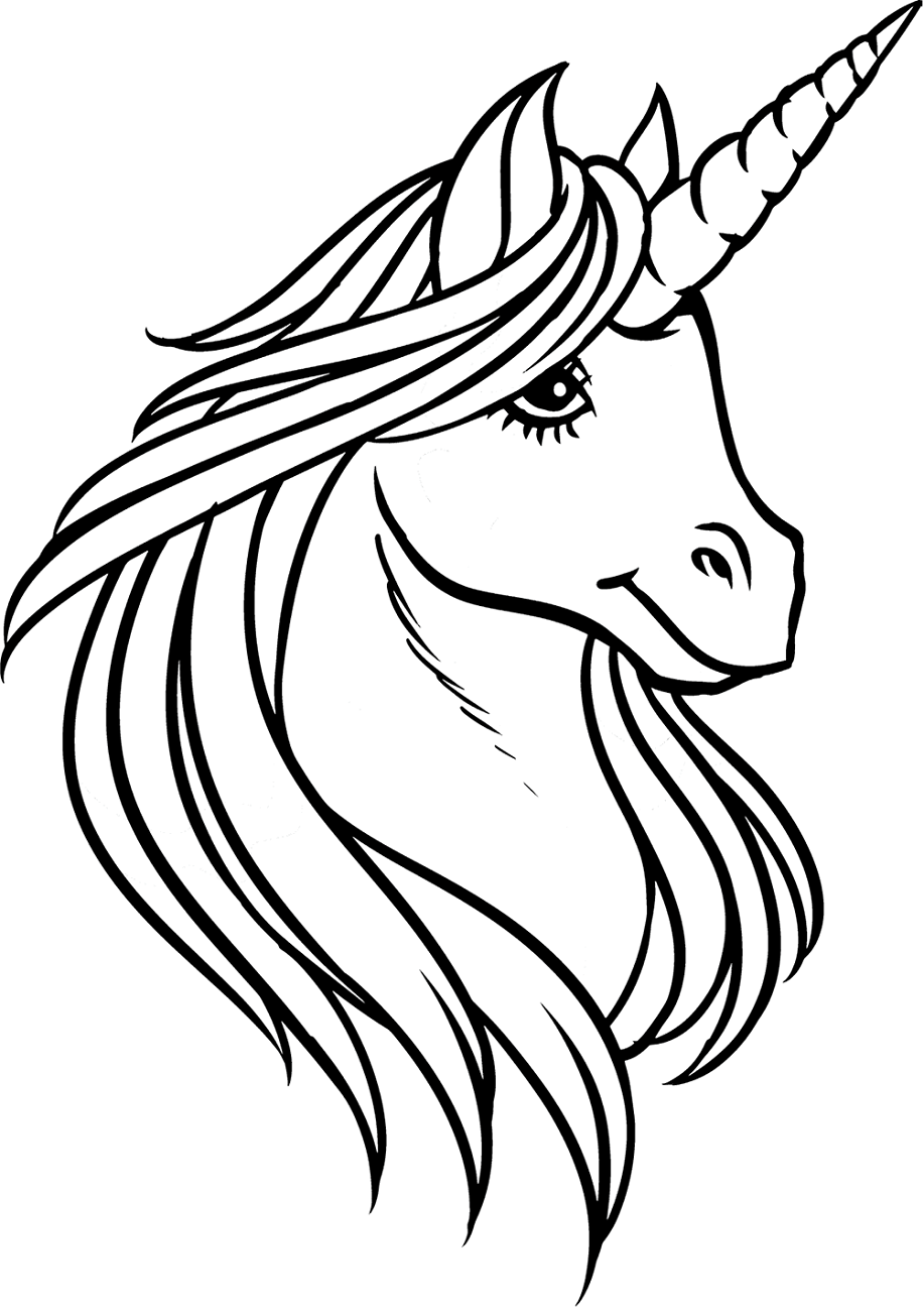 Beautiful Unicorn Head Coloring Page