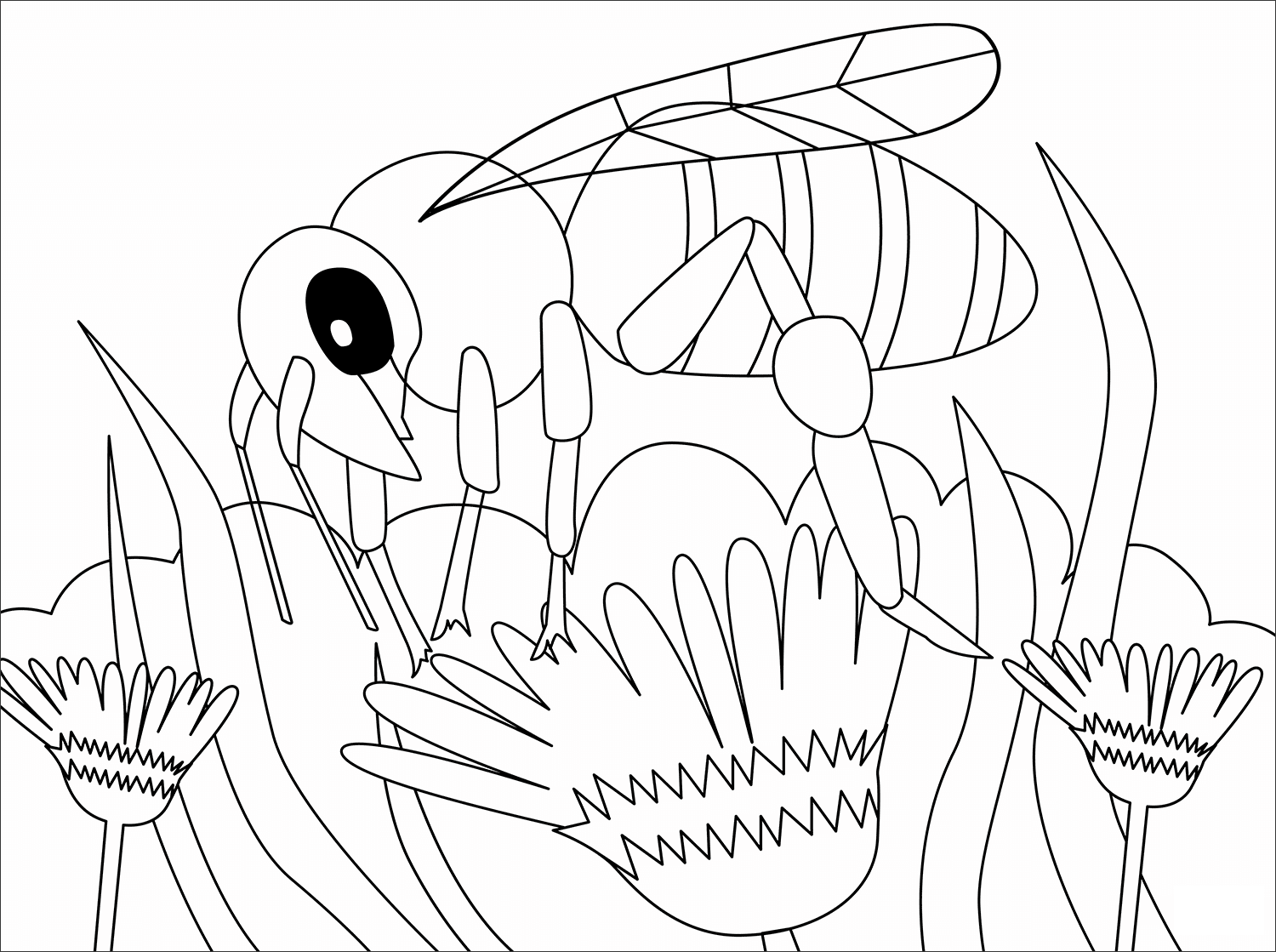 Bee Animal Simple Coloring Page