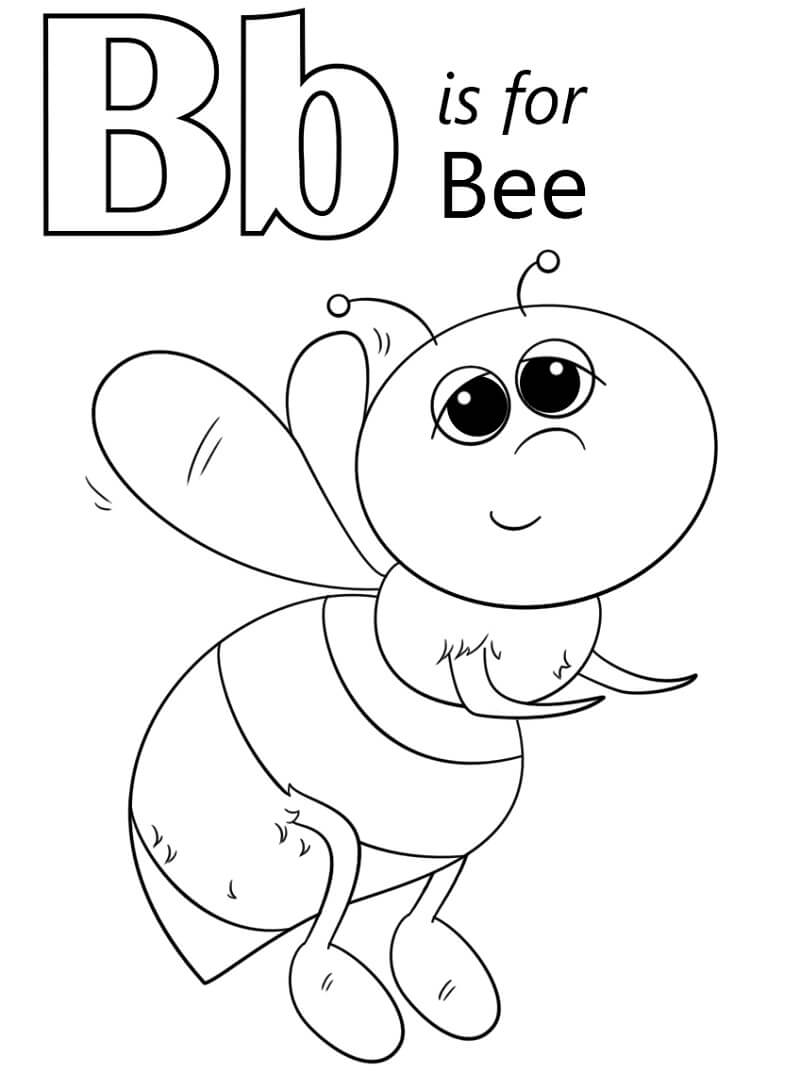 Bee Letter B Coloring Page