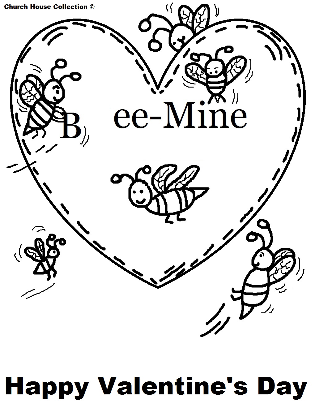Bee Mine Free Valentines Coloring Page