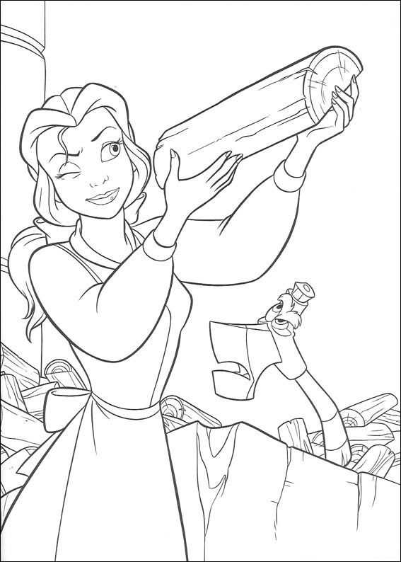 Belle Checking A Wood Be1f Beauty And Beast Disney Coloring Page