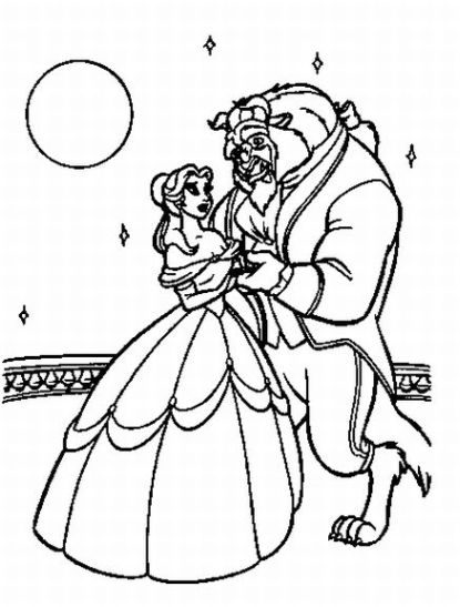 Belle Dancing Under The Moonlight 4b9e Beauty And Beast Disney Coloring Page