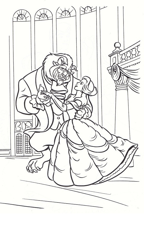 Belle Dancing With Beast Disney Princess 8b4e Coloring Page