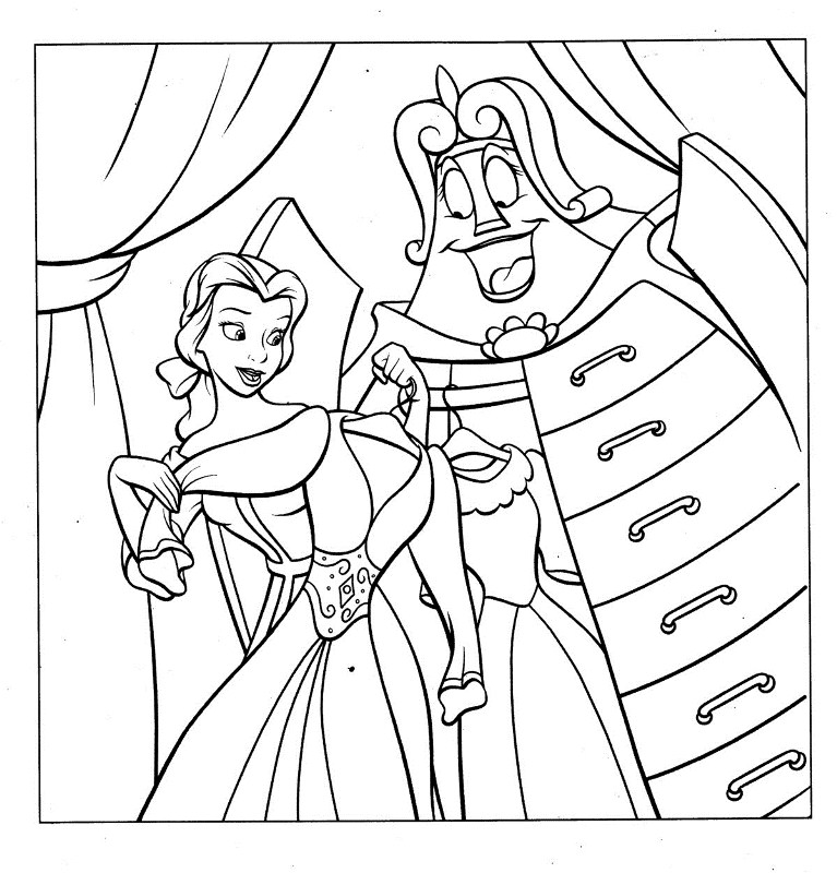 Belle Dressing Up 14ab Beauty And Beast Disney Coloring Page